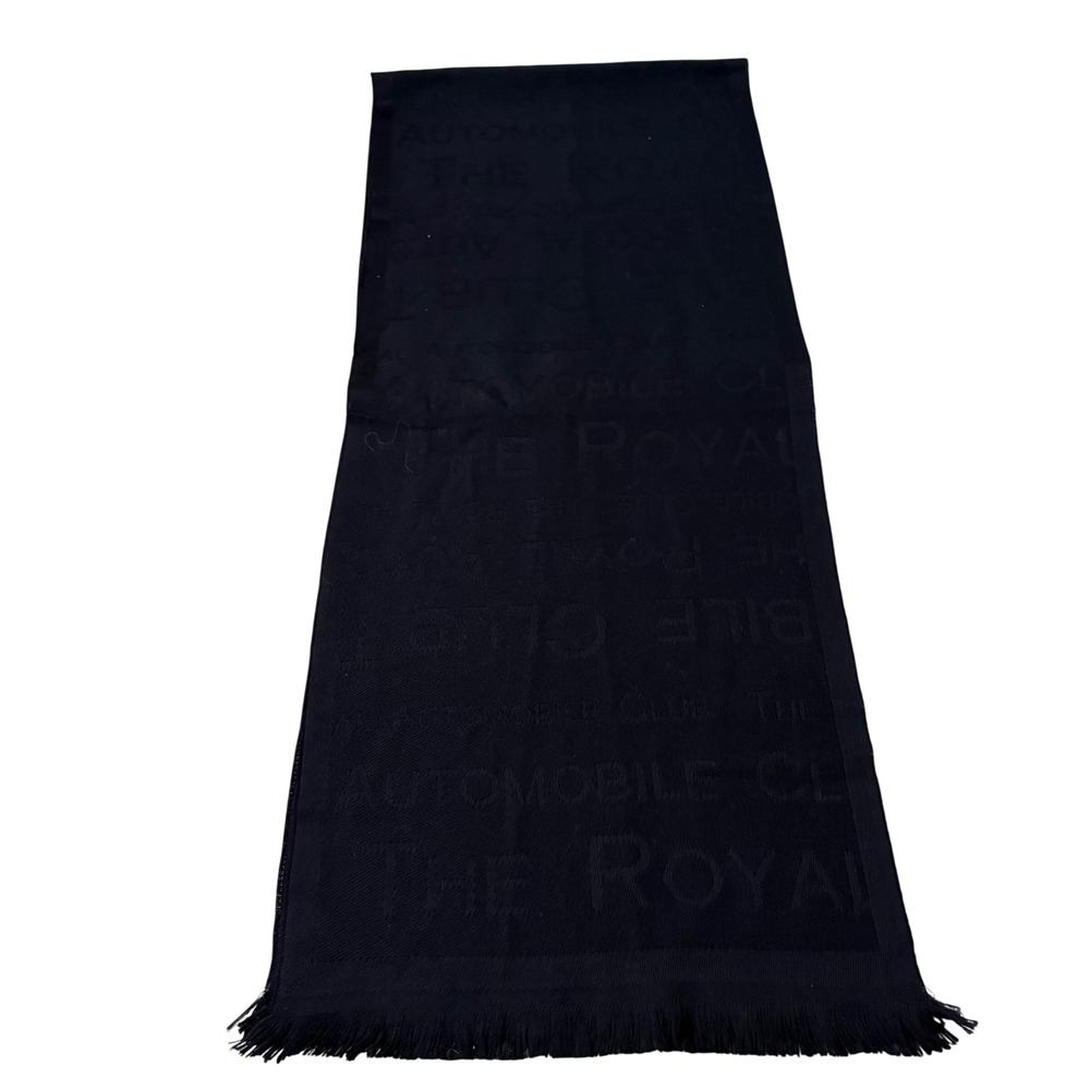 The Royal Automobile Club Scarf Navy Blue 100% Wool Jacquard Made in Italy Light